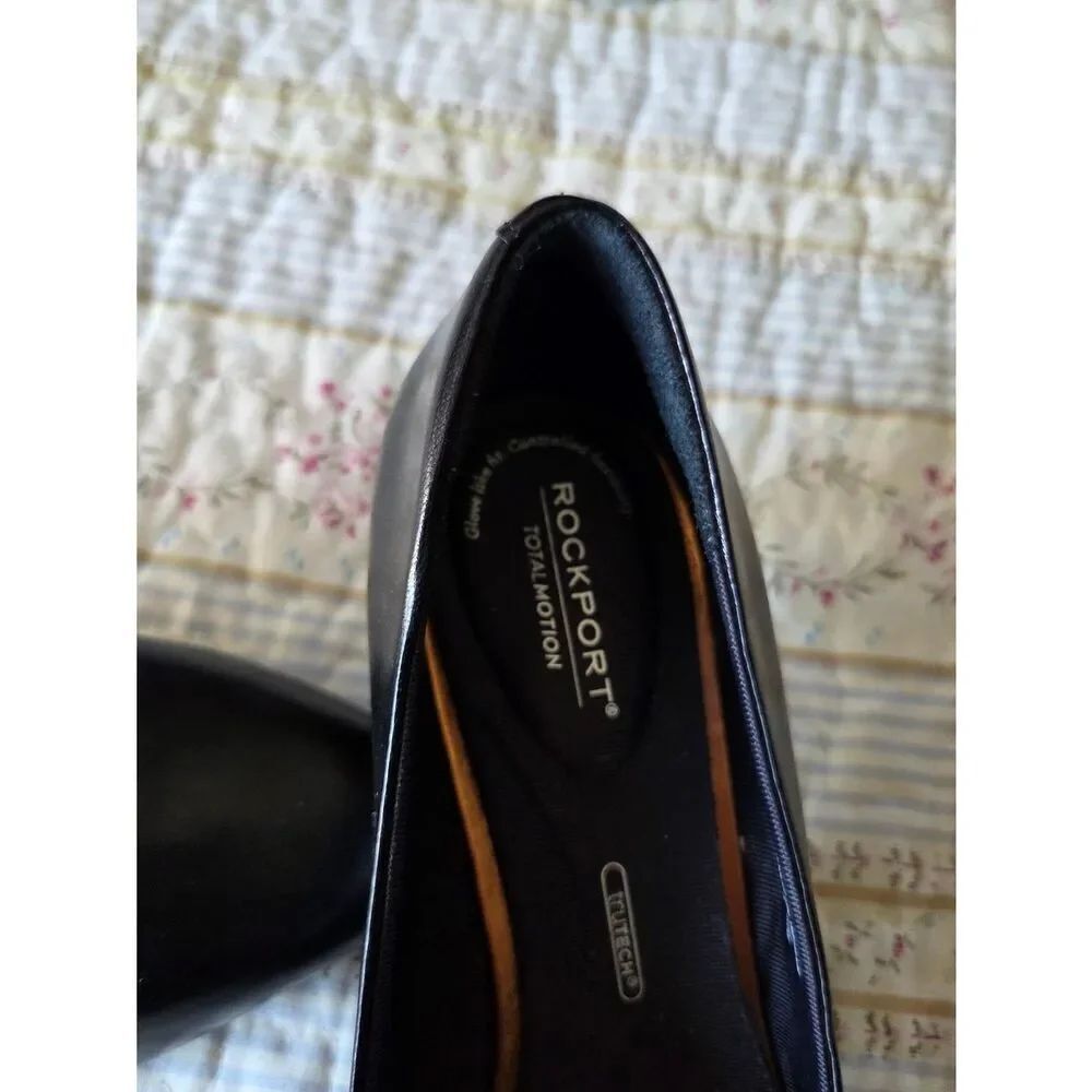 ROCKPORT Black Pointed Leather Pumps, 2 Inch Heel WEDDING READY - Picture 2 of 9